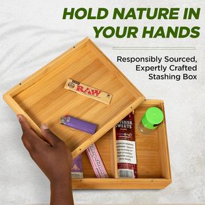 Scatola portaoggetti Subtle Rolling Tray - Grande scatola in bambù con ampio spazio per organizzare gli accessori per le erbe - Con convertibile incluso - Product Image 4