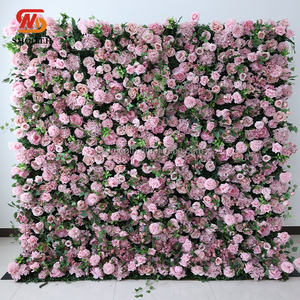 Panel de Pared Floral Decorativo de Seda con Rosas 3D 5D en Blanco, Rosa y Morado, 8 pies x 8 pies, Rollo de Fondo Floral para Decoración - Product Image 1