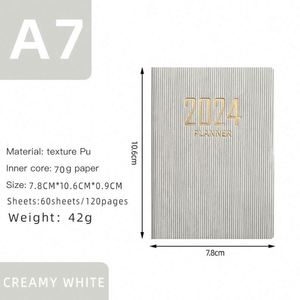 โรงงานจีน สมุดบันทึกไดอารี่/แพลนเนอร์ ปี 2024 ปกหนัง A7 หลายสี เป็นมิตรกับสิ่งแวดล้อม แบบกำหนดเอง 60 แผ่น ของขวัญ 12 เดือน มีสินค้าในสต็อก - Product Image 4
