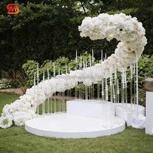 Arco Floreale a <span class=keywords><strong>C</strong></span> Personalizzato con <span class=keywords><strong>Rose</strong></span> Artificiali Bianche per Decorazioni di Palchi Nuziali - Product Image 5