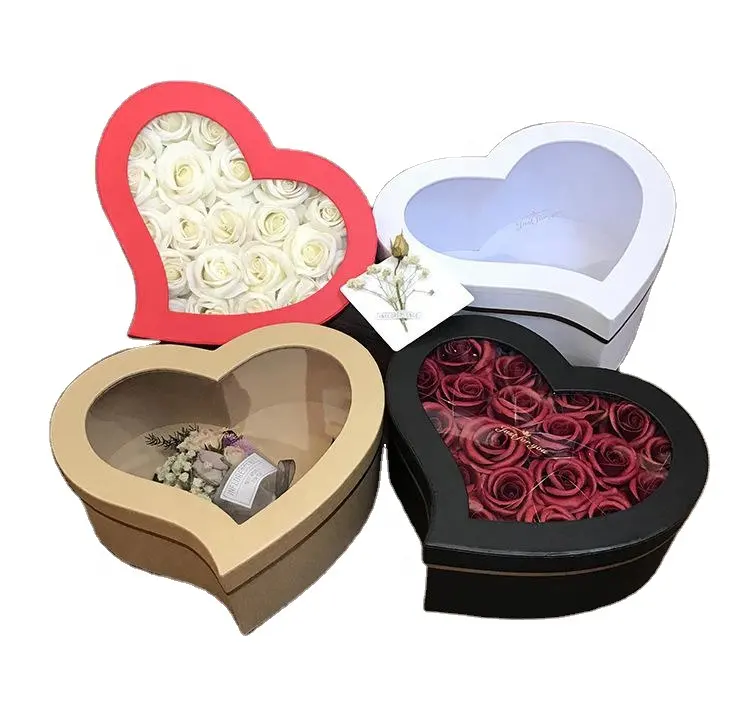 고품질 심장 모양의 선물 상자 포장 종이 상자 3 조각 정장 포장 꽃 상자 세트