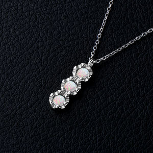 Yeni stiller narin taş <span class=keywords><strong>Sterling</strong></span> 925 gümüş kristal şifa sentetik Opal taş uzun kolye kolye - Product Image 2