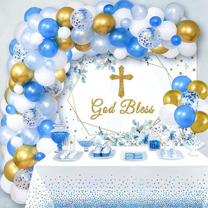 Bleu blanc or ballons garçons anniversaire bébé garçon pleine lune fête décoration ballon <span class=keywords><strong>ensemble</strong></span> pour bébé douche baptême fête - Product Image 1