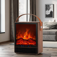 Mini Chauffage Électrique 1500W avec Effet de Flamme Réaliste en Céramique PTC, Chauffage d'Appoint Silencieux 36dB avec Commande Vocale pour Chambre à Coucher