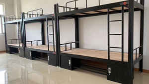 Top gewaardeerd stapelbed voor studenten, college, tweepersoons, met rode onderkant, bouwplaats, roestvrijstalen frame, dubbel/full size. - Product Image 4