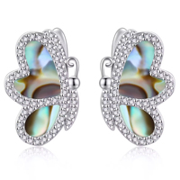 Boucles d'oreilles papillon ormeau en argent sterling 925 pour femmes clous à la mode de haute qualité pour cadeau d'anniversaire