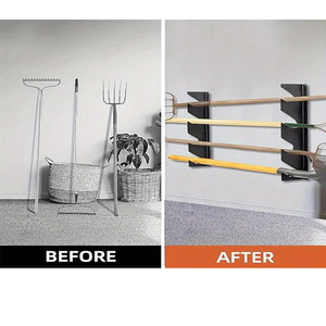 Organisateur d'<span class=keywords><strong>outils</strong></span> mural réglable - Étagère <span class=keywords><strong>de</strong></span> rangement robuste en acier pour garage, pour pelles, bêches et <span class=keywords><strong>outils</strong></span> <span class=keywords><strong>de</strong></span> <span class=keywords><strong>jardin</strong></span> - Product Image 4