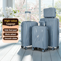 Ensemble de valises trolley légères en PP de 14, 20, 24 et 28 pouces avec fermeture éclair et 4 roues, approuvé pour l'aéroport, idéal pour les vacances et les voyages en extérieur