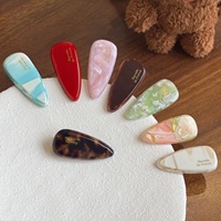 Pince à cheveux personnalisable en acétate, étiquette dorée coréenne, haut de gamme, élégante et polyvalente, épingle à cheveux en bec de canard, 5cm, frange latérale pour fête de filles