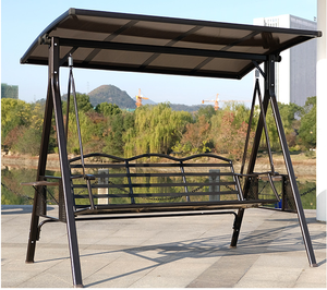 Chaise suspendue à balançoire à 3 <span class=keywords><strong>places</strong></span> de haute qualité et confortable, <span class=keywords><strong>hamac</strong></span> avec coussin imperméable, balançoire moderne en métal forgé pour patio, pour jardin - Product Image 2