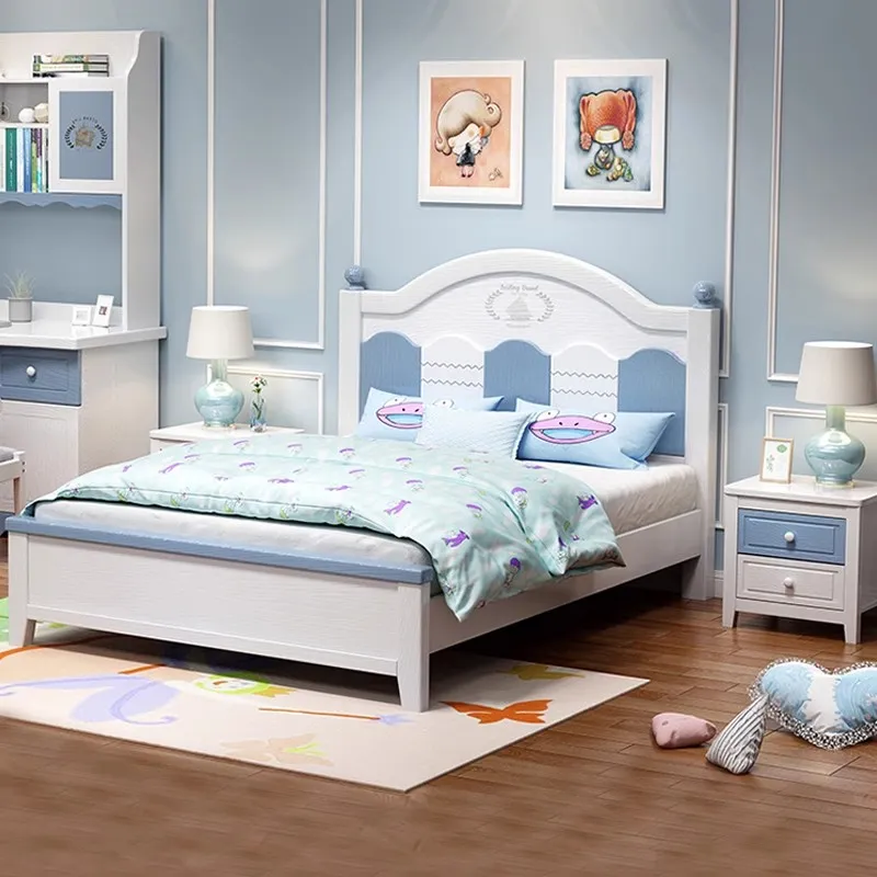 Cama infantil cama de madeira maciça menino 1.5m cama de solteiro simples armazenamento gaveta crianças quarto móveis combinação