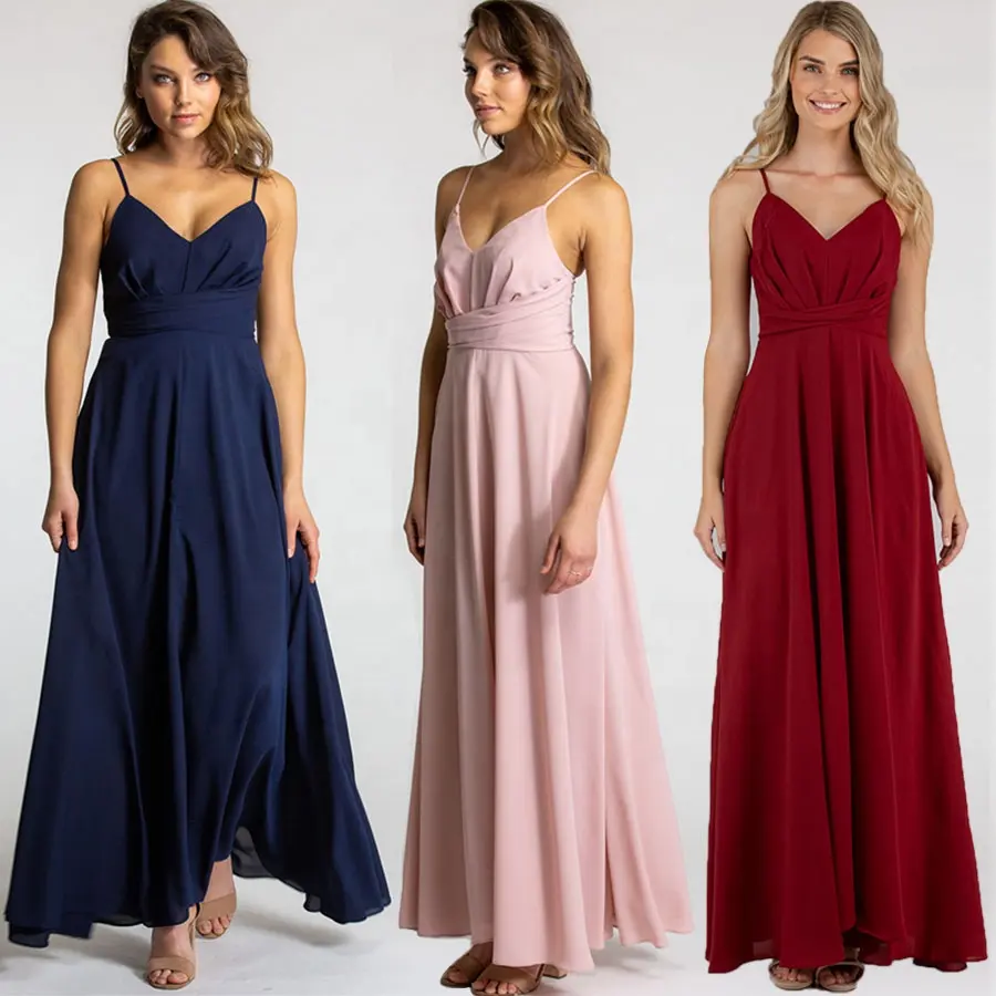 Wholesale Clothing Women Casual Dresses Long Bridesmaid Ropes Maxi Evening Dress For Women