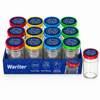Pot Mason en verre de 500 ml avec couvercle à ouverture facile par torsion, pot de conserve avec couvercle pour sauce chili, miel, confiture, cornichons, OEM ODM 16 oz, 12 ensembles