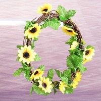 2Pcs Guirlande Artificielle de Tournesol Jaune Fleur Vigne Mariage Arche Florale Décor