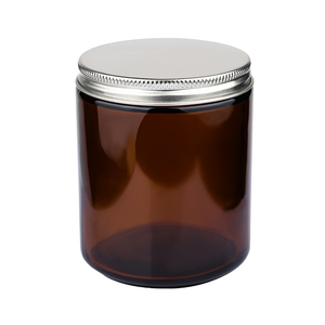 Pots cosmétiques à face droite <span class=keywords><strong>4</strong></span> oz 8oz Bougie ronde à paroi épaisse faisant du beurre corporel Pots en verre ambré - Product Image 5