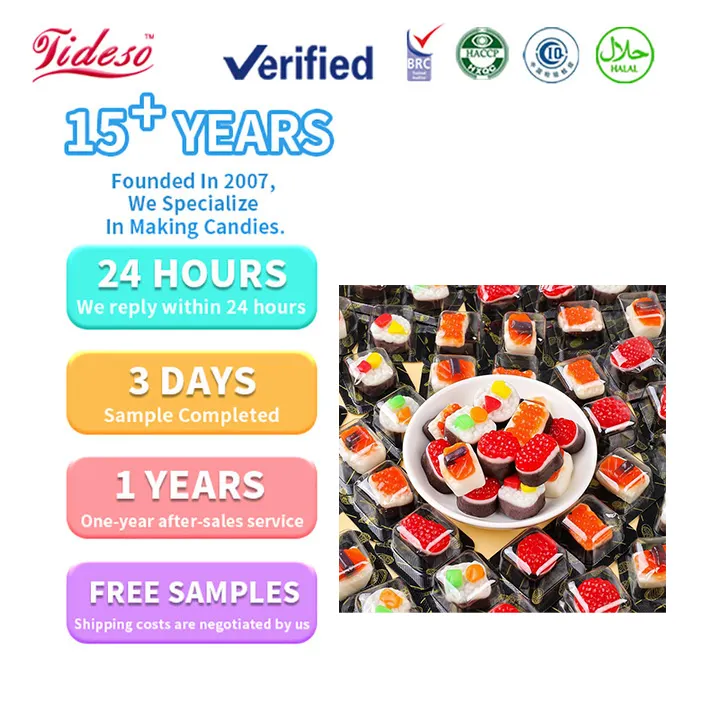 Nuovo prodotto Caramelle a forma di Sushi 3D dolci snack Casual caramelle QQ Halal confezionate singolarmente