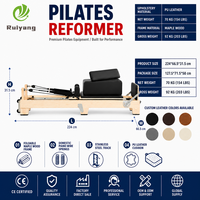 Mesin Pilates Reformer Lipat Aluminium Kayu Oak Maple, Core Bed Tahan Lama dan Portabel untuk Rumah & Studio Yoga