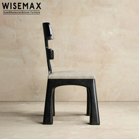 WISEMAX FURNITURE Mobilier de maison en bois de style minimaliste Dossier en arête de poisson en bois de frêne massif Chaise de salle à manger noire pour appartement hôtel