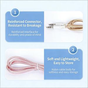 Câble auxiliaire tressé en nylon de qualité supérieure, sans nœuds, 3,5 mm mâle-mâle, 1 m, pour autoradio, écouteurs et haut-parleurs - Product Image 5