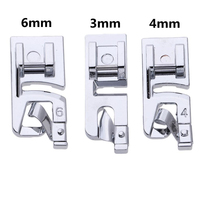 Pied presseur pour ourlet roulé 3MM/4MM/6MM pour machine à coudre domestique, accessoires de couture pour coutures plates larges