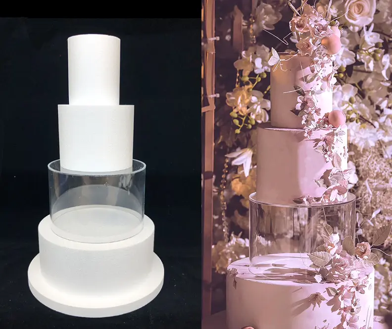 3pcs a set Clear acrylic box cake stand wedding cylinder cake stand for birthday party event decoration