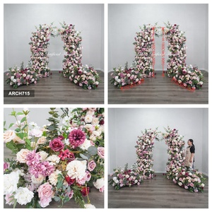 Wholesale Handmade Customized Silk White Pink Rose Arch Artificial Floral Arrangements for Wedding Graduation Christmas Party - Product Image 3