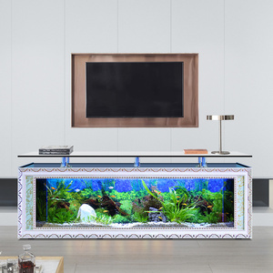 Support de télévision en verre sur pied - Forme d'angle personnalisée, filtration latérale/arrière, pour salon et bureau - Product Image 6