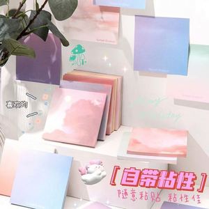 Notes autocollantes japonaises multicolores dégradées, de haute qualité, aux couleurs chaudes et simples, magnifiques et pratiques, fournitures de bureau pour mémos. - Product Image 3