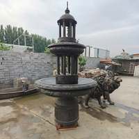 Fontaine à colonnades européennes à niveaux en bronze, Fourniture directe usine, Fontaine-pavillon en bronze patiné vintage avec statue pour manoir de luxe et parc