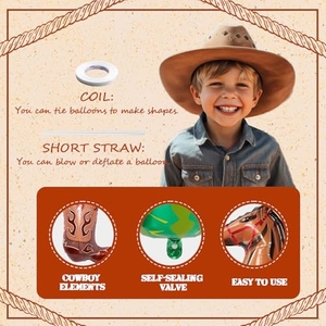 Globos de Aluminio con Diseño de Vaquero y Carreras de Caballos, Sombrero y Botas de Vaquero, en Tonos Polvo y Marrón, Venta al por Mayor - Product Image 2