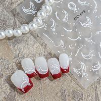Autocollants pour ongles de manucure française style luxe léger avec perles, strass et motifs de perles élégants blanc pur