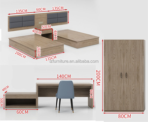 Affordable Hotel Japanese Style Tatami <b>Bed</b> Set Wood <b>Frame</b> Low <b>Platform</b> Twin <b>Beds</b> with Soft Headboard for 3 Star Hotel - Product Image 5