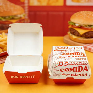 Caja de Cartón para Hamburguesas y Papas Fritas, Contenedor Desechable para Comida Rápida, Impresión Personalizada, Alta Calidad, Venta al Por Mayor - Product Image 4