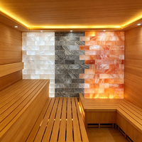 Matériaux de construction pour salle de sauna en sel, briques de sel de l'Himalaya faites à la main, écologiques, avec supports de montage en aluminium inclus pour une installation facile