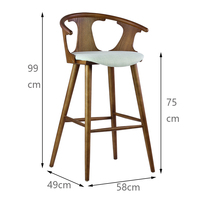 Chaise de comptoir en bois moderne coussin rembourré accoudoir chaise de bar