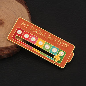 パーソナライズされたスライド式ブローチ ムード変換 MY SOCIAL BATTERY 合金メッキバッジ 表情ジュエリー - Product Image 1
