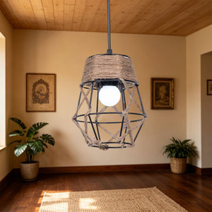 Xuheng Hemp <b>Rope</b> Lampshade Led Industrial Style Hanging <b>Light</b> Fixture For Bars Guesthouses Clothing Stores Decorative Lighting - Product Image 1