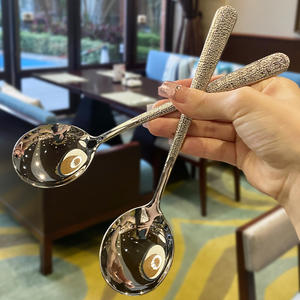 Cucharas para servir cenas <span class=keywords><strong>de</strong></span> acero inoxidable, mango martillado a mano, hogar, cocina, restaurante, cucharas <span class=keywords><strong>de</strong></span> mesa, cucharas - Product Image 4