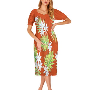 Sommer Luxus Design <span class=keywords><strong>Mumu</strong></span> <span class=keywords><strong>Bild</strong></span> Fabrik Outlet Polynesisch Samoan Tribal Pattern Design Laterne Ärmel Freizeit kleid - Product Image 2