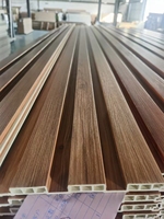 Panneaux muraux acoustiques en bois à lattes WPC rainurés, imperméables, décoratifs pour hôtel et bureau