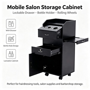 Mobile Salon Trolley Cabinet With Multiple <b>Drawers</b> <b>Lockable</b> Storage Barber Cart With Bottle Holders Rolling Wheels For Salon - Product Image 1
