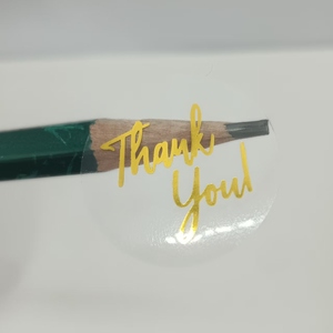 Adesivi Trasparenti Rotondi per Sigillare Buste, Decorazione per Scatole, Etichette di Ringraziamento per Matrimoni, Materiale PP con Stampa Dorata - Product Image 4