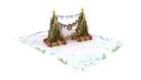Carte de vœux 3D pop-up Arbre de Noël avec guirlande de drapeaux Boîte cadeau Kirigami Cartes de fêtes Anniversaire Vente en gros