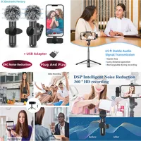 24G Kabelloses Omnidirektionales Lavaliermikrofon Geräuschunterdrückendes Audio-Video-Aufnahmegerät für iPhone/iPad/Android/Samsung Live