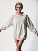 Sweat-shirt à col montant à pois pour femme, longueur allongée, avec logo brodé personnalisé, supporte la création de designs sur mesure
