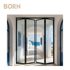 Porte pliante <span class=keywords><strong>en</strong></span> aluminium avec revêtement <span class=keywords><strong>en</strong></span> poudre anti-corrosion, installation facile, porte <span class=keywords><strong>en</strong></span> alliage d'aluminium pliable pour villa, entrée de magasin - Product Image 2
