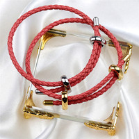 Bracelet en cuir pour homme, fermoir en acier inoxydable, réglable, bracelet en cuir véritable pour homme et femme