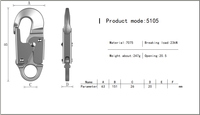Mousqueton industriel 23kN de haute qualité en aluminium aéronautique 7075, crochet de sécurité pour équipement d'escalade professionnel