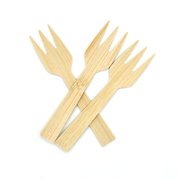 Fourchette en bambou de 140 mm, ustensiles en bambou durables pour apéritif, dessert, salade, fête, compostables