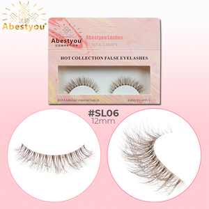Abestyou 5d Wimpers 12mm Brun Humain Invisible Clair Whispy <span class=keywords><strong>Cat</strong></span> Eye Coloré <span class=keywords><strong>Manga</strong></span> Cils Faux Cils Marrons Fonce Marrom Slim - Product Image 1